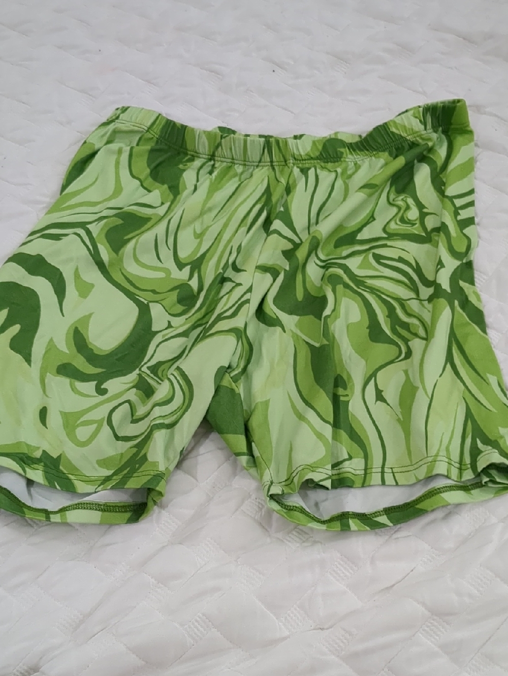 Fashion Nova Green Swirl Athletic Shorts